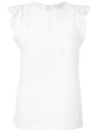 Michael Michael Kors Eyelet Embroidered Top, Women's, Size: Xxs, White, Cotton