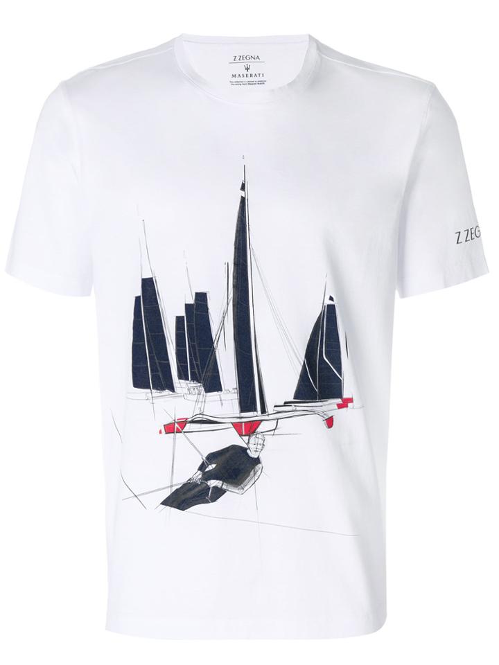 Z Zegna Boat Print T-shirt - White