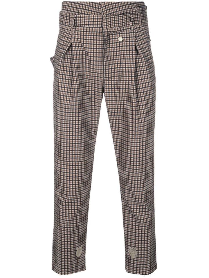 Bed J.w. Ford Check Regular Fit Trousers - Brown