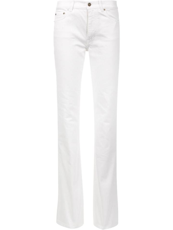 Saint Laurent Flared Leg Jeans, Women's, Size: 29, White, Cotton