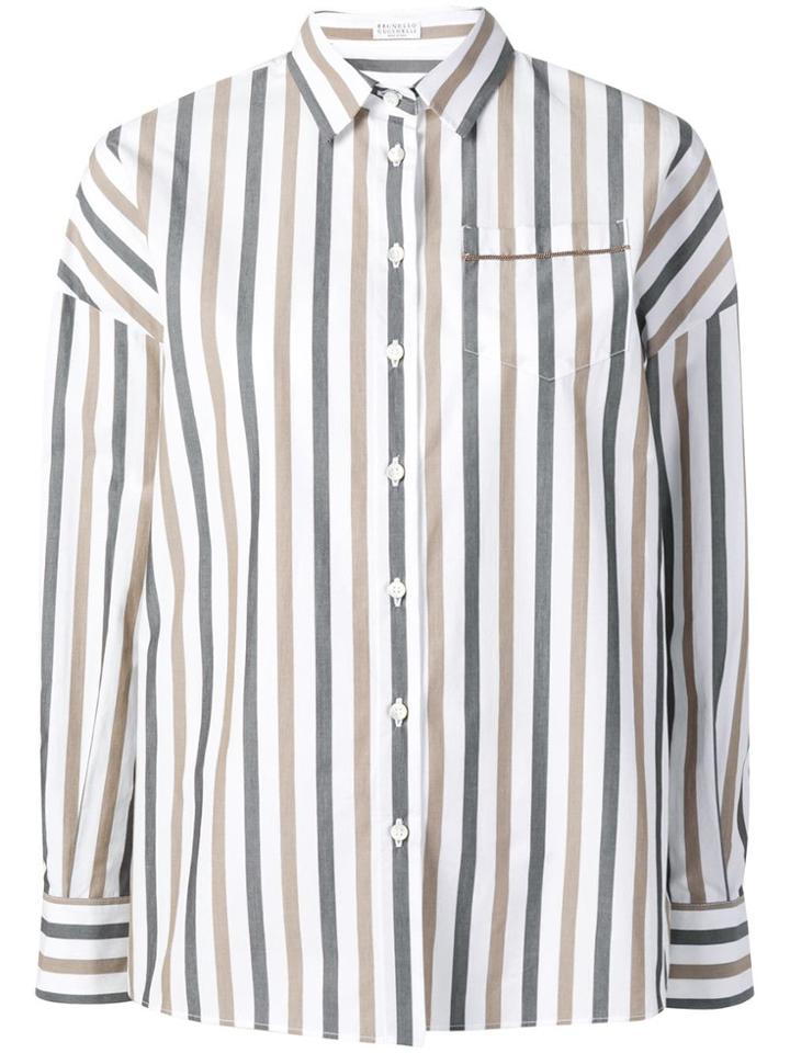 Brunello Cucinelli Striped Button Down Shirt - Neutrals