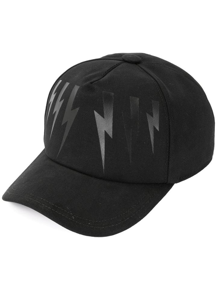 Neil Barrett Lightning Bolt Print Baseball Cap - Black