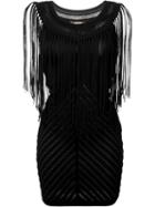 Roberto Cavalli Perforated Fringed Dress