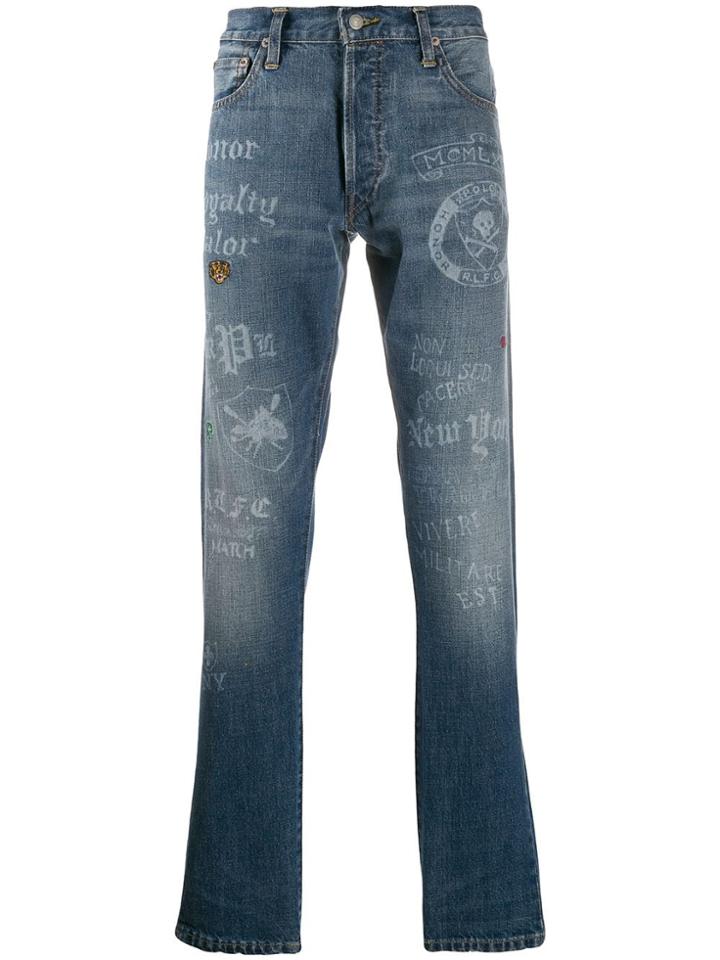Polo Ralph Lauren Lettering Print Slim-fit Jeans - Blue