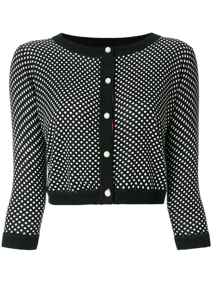 Twin-set Cropped Polka-dot Cardigan - Black