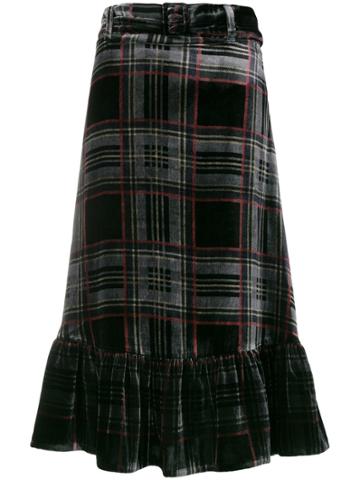 Maison Père Tartan Midi Skirt - Grey