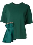 Muveil Ruffled Detailing T-shirt, Women's, Size: 38, Green, Cotton/polyester/polyurethane