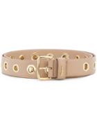 Salvatore Ferragamo Eyelets Detail Belt - Nude & Neutrals