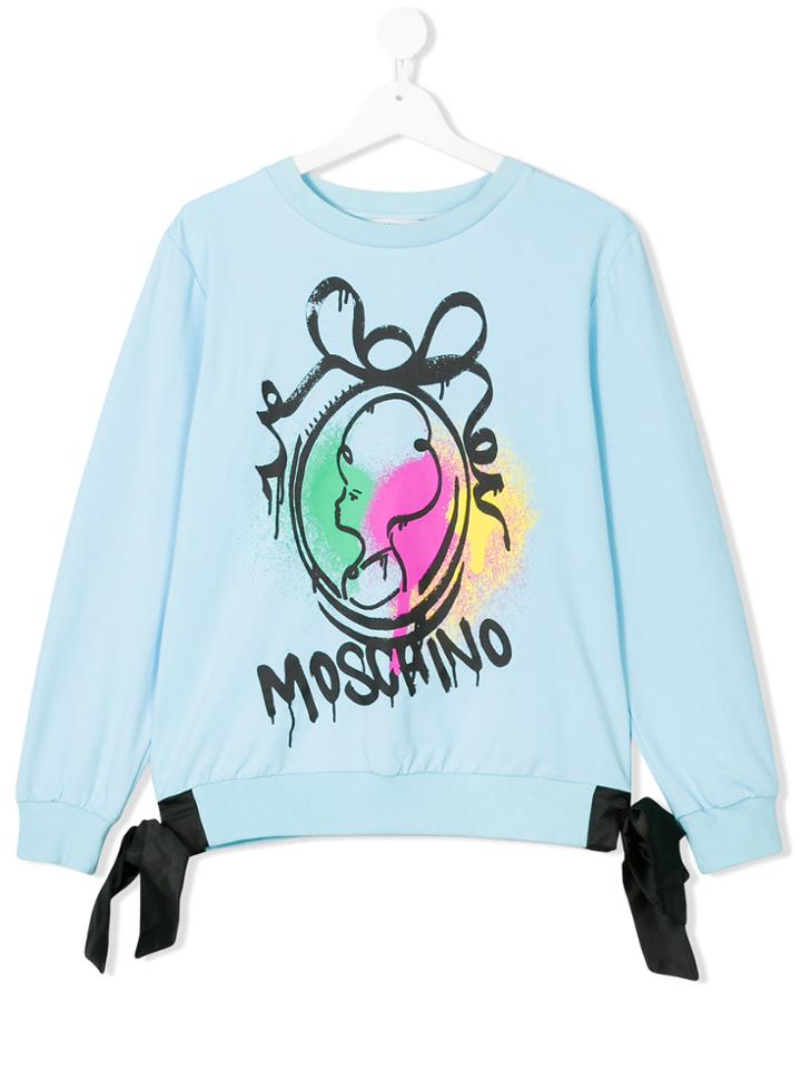 Moschino Kids Spray Paint Silhouette Print Sweatshirt - Blue