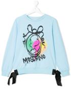 Moschino Kids Spray Paint Silhouette Print Sweatshirt - Blue