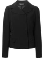 Dolce & Gabbana Wide Collar Jacket, Women's, Size: 46, Black, Silk/polyamide/spandex/elastane/virgin Wool