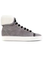 Lanvin Shearling Hi-top Sneakers - Grey