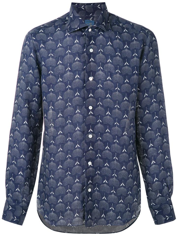 Barba - Patterned Shirt - Men - Linen/flax - 39, Blue, Linen/flax