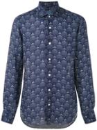 Barba - Patterned Shirt - Men - Linen/flax - 39, Blue, Linen/flax