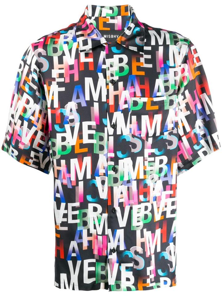 Misbhv Letter Print Shirt - Black