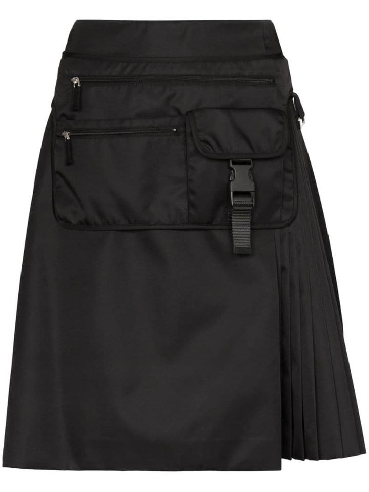 Prada Gabardine Belt Bag Pleated Skirt - F0002 Black