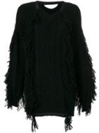 Sacai Oversized Frayed Fisherman Sweater - Black