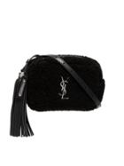 Saint Laurent Black Blogger Logo Shearling Bag