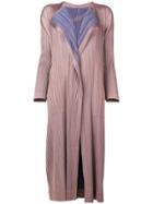 Pleats Please By Issey Miyake Long Pleated Coat - Brown
