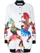 Katya Dobryakova Printed Long Bomber Jacket - White
