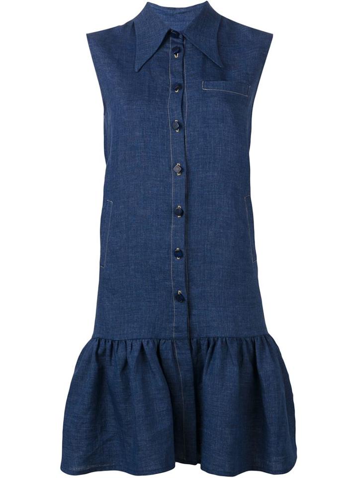 Osman Ruffled Hem Shirt Dress, Women's, Size: 8, Blue, Linen/flax