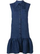 Osman Ruffled Hem Shirt Dress, Women's, Size: 8, Blue, Linen/flax