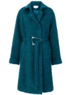 Carven Belted Teddy Coat - Blue