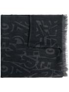 Salvatore Ferragamo Printed Scarf, Women's, Grey, Silk/cashmere/wool