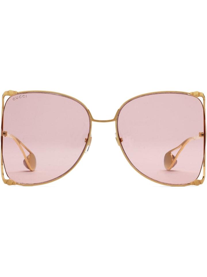 Gucci Eyewear Occhiali Da Sole Rotondi Oversize In Metallo - Metallic