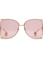 Gucci Eyewear Occhiali Da Sole Rotondi Oversize In Metallo - Metallic