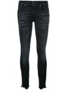 R13 Distressed-hem Skinny Jeans - Black