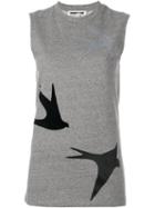 Mcq Alexander Mcqueen Swallow Print Fleece Top, Women's, Size: Medium, Grey, Cotton/polyester