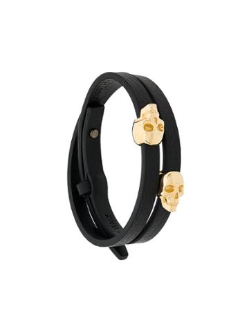 Northskull Atticus Skull Double Wrap Bracelet - Black