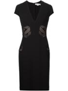 Stella Mccartney Bow Detail V-neck Dress, Women's, Size: 40, Black, Rayon/acetate/spandex/elastane