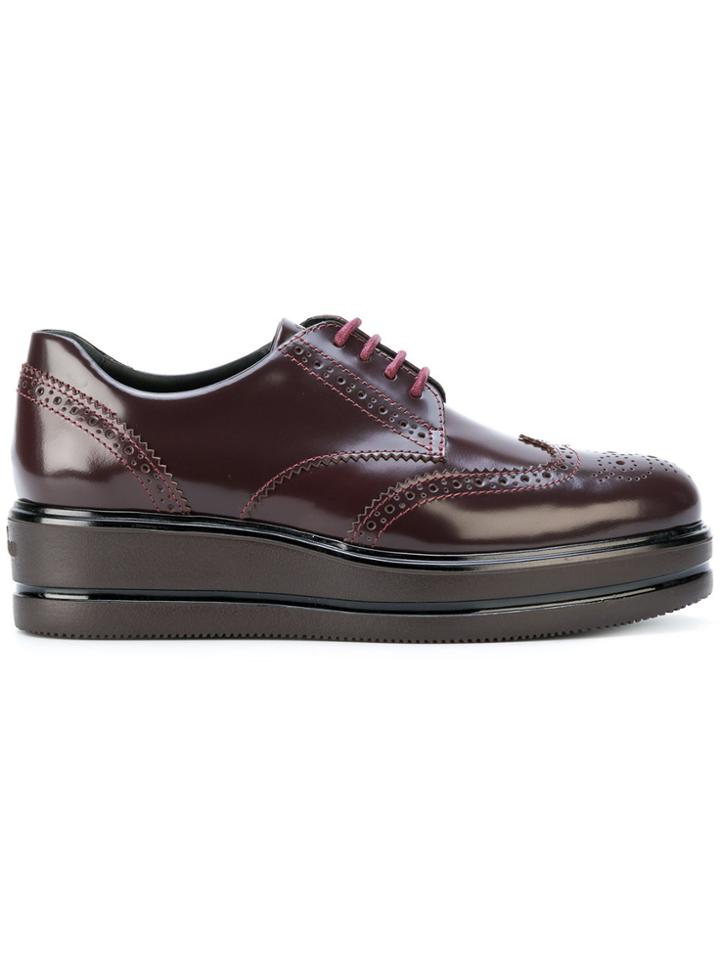 Hogan Flatform Brogues - Brown