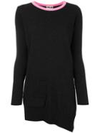 Hache Contrast Collar Asymmetric Jumper, Women's, Size: 46, Black, Wool/cashmere/viscose/polyamide