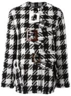 Dolce & Gabbana Checked Boxy Coat, Women's, Size: 36, Black, Virgin Wool/mohair/polyamide/cotton