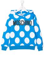 Moschino Kids Teen Logo Polka Dot Hoodie - Blue