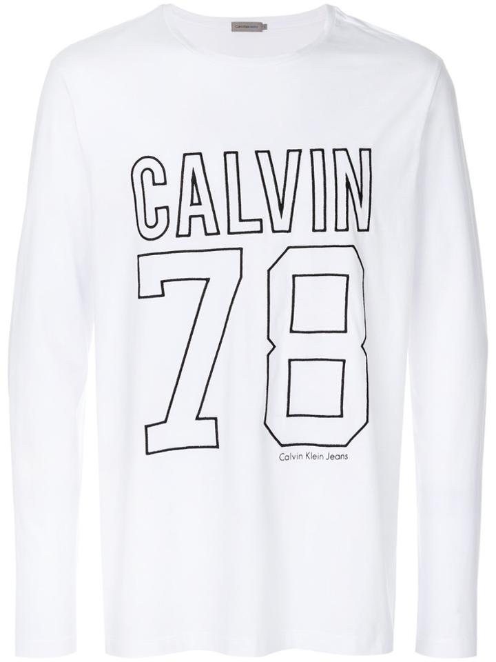 Calvin Klein Jeans Logo Printed Sweatshirt - White