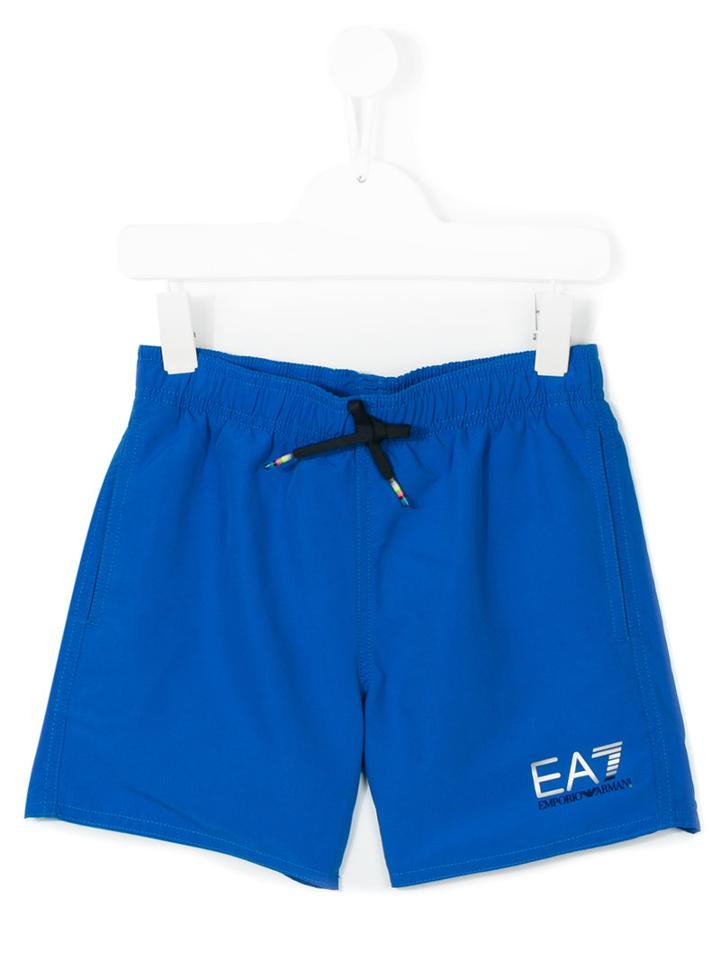 Armani Junior - Logo Print Swim Shorts - Kids - Polyester/polyester - 8 Yrs, Blue