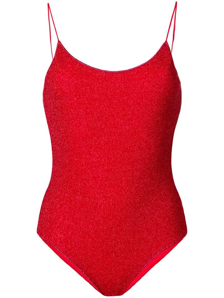 Oseree Spaghetti Strap One Piece Swimsuit - Red