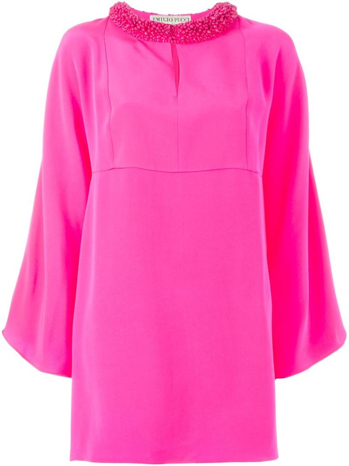 Emilio Pucci Embellished Shift Dress, Women's, Size: 44, Pink/purple, Silk/rayon