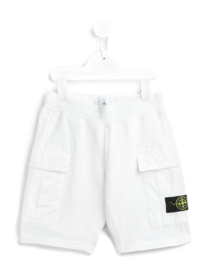 Stone Island Kids Cargo Sweat Shorts, Boy's, Size: 12 Yrs, White