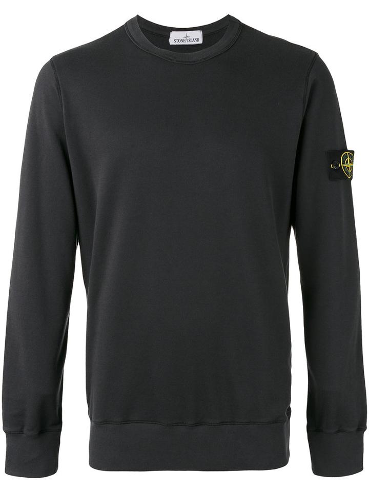 Stone Island Logo Patch Sweatshirt, Men's, Size: Small, Grey, Cotton