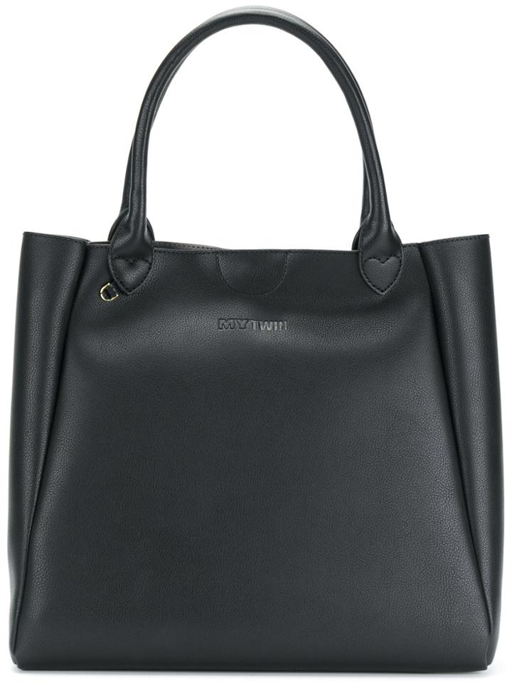 Twin-set Embossed Logo Tote - Black