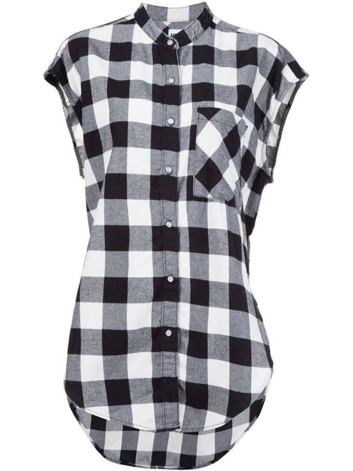 Nsf Oversized Sleeveless Check Shirt, Women's, Size: S, Black, Cotton