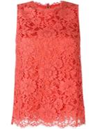 Dolce & Gabbana Floral Lace Top, Women's, Size: 38, Yellow/orange, Cotton/viscose/polyamide/silk