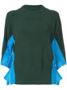 Sacai Ribbed Zip Panel Sweater - Green