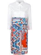 Sara Roka Printed Panel Shirt Dress - White