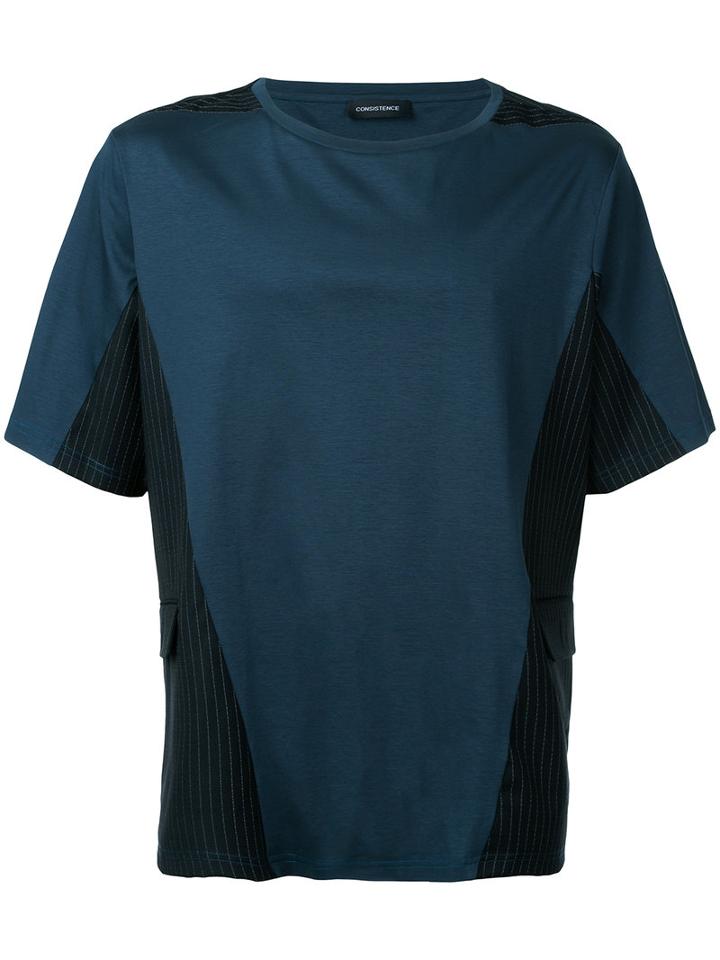 Consistence - Striped Panel T-shirt - Men - Cotton/wool - 46, Blue, Cotton/wool